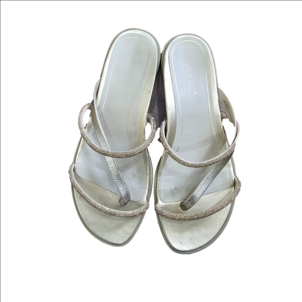 Vionic Prism Gold Embellished Rhinestone Thong Sandals Size 8M Women's - Picture 2 of 5